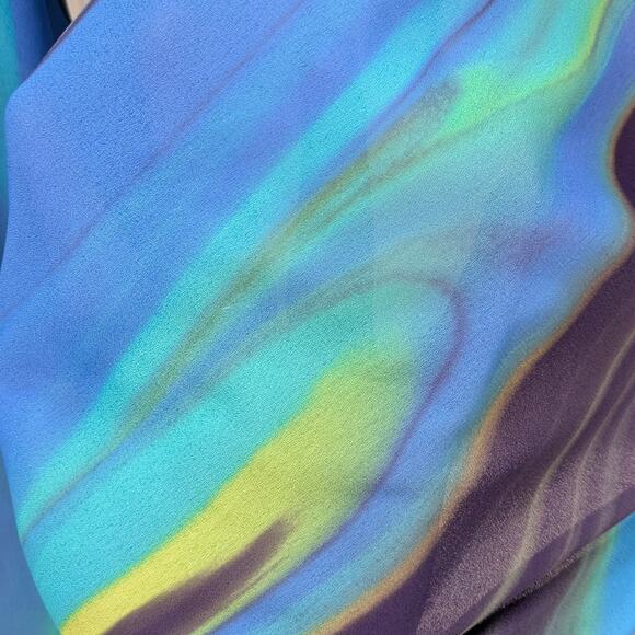 VTG 90s Compagnie Internationale Express Blue Swirl Collared Long Sleeve Top Med - Picture 2 of 6